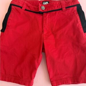 Karl Lagerfeld Red Shorts with Black Accents